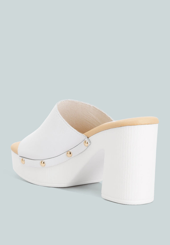 Drew Recycled Leather Block Heel Clogs-2