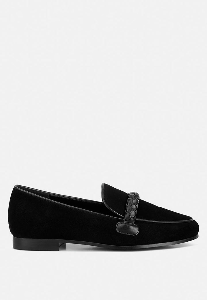 Echo Suede Leather Braided Detail Loafers-6