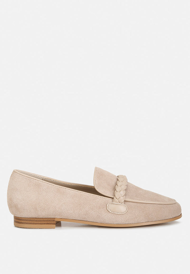 Echo Suede Leather Braided Detail Loafers-0