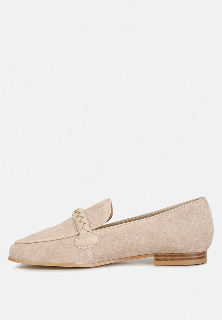 Echo Suede Leather Braided Detail Loafers-3