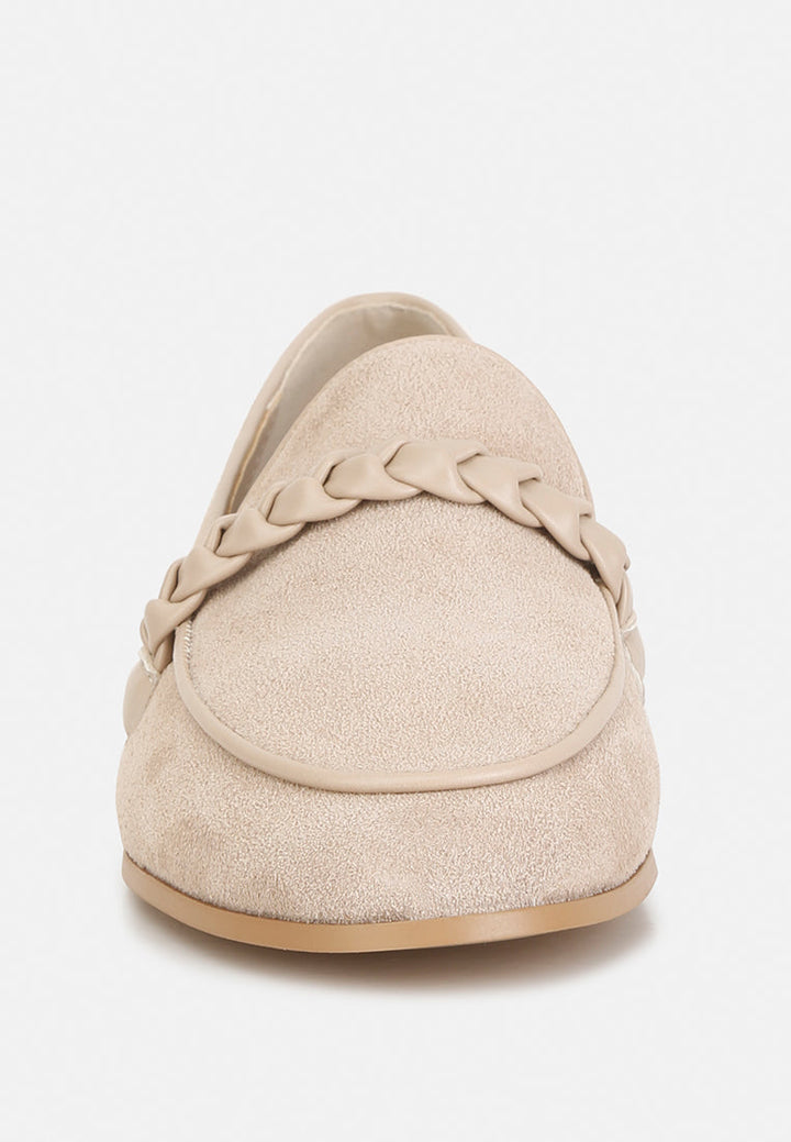 Echo Suede Leather Braided Detail Loafers-4