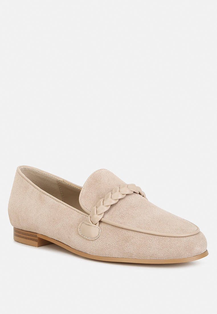 Echo Suede Leather Braided Detail Loafers-2