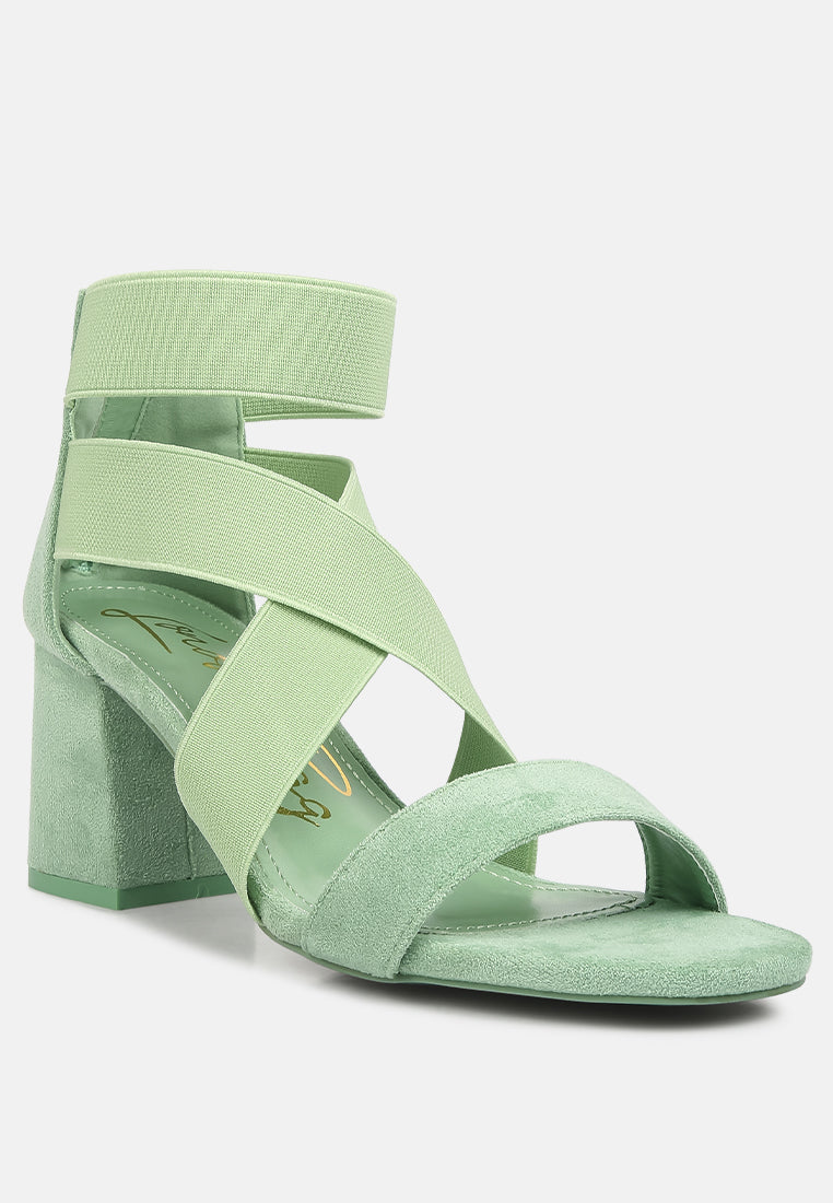 Berries Elastic Strappy Block Heel Sandals-1