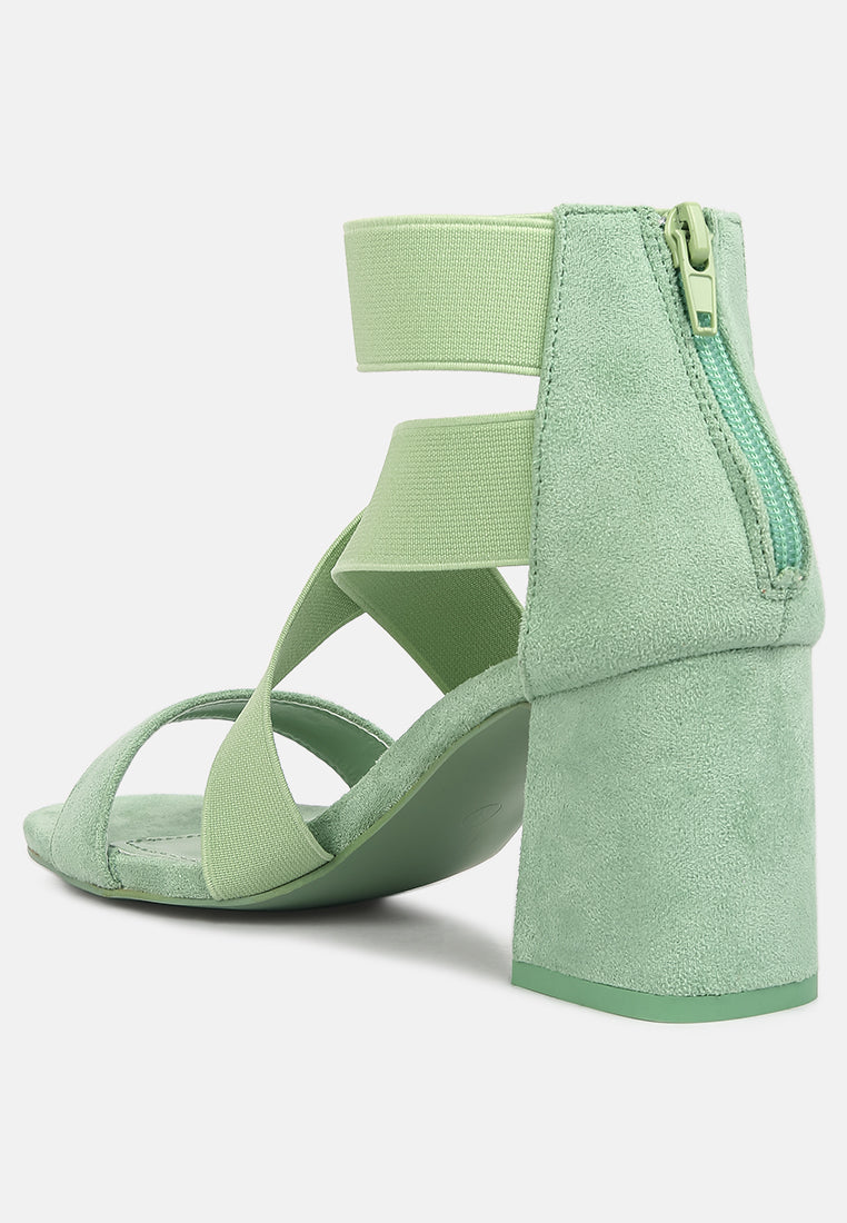Berries Elastic Strappy Block Heel Sandals-2