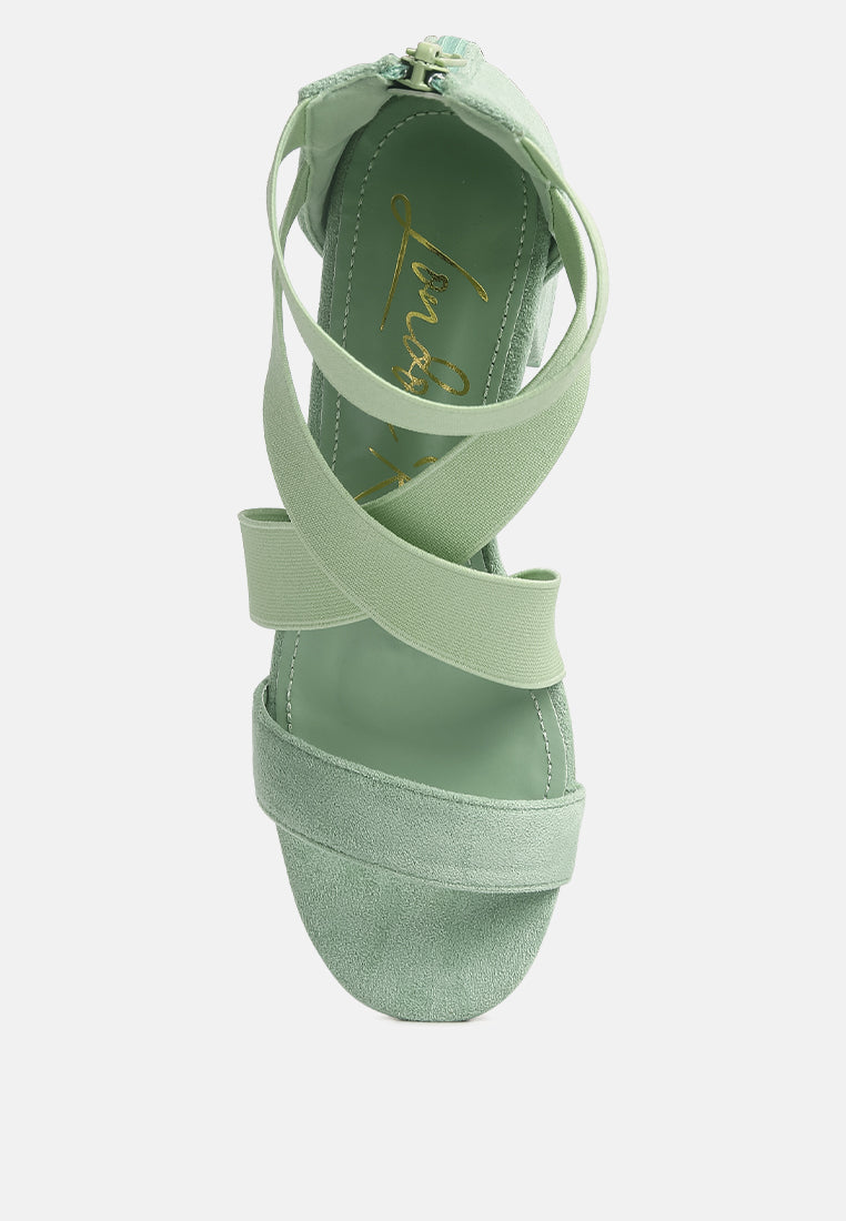 Berries Elastic Strappy Block Heel Sandals-3