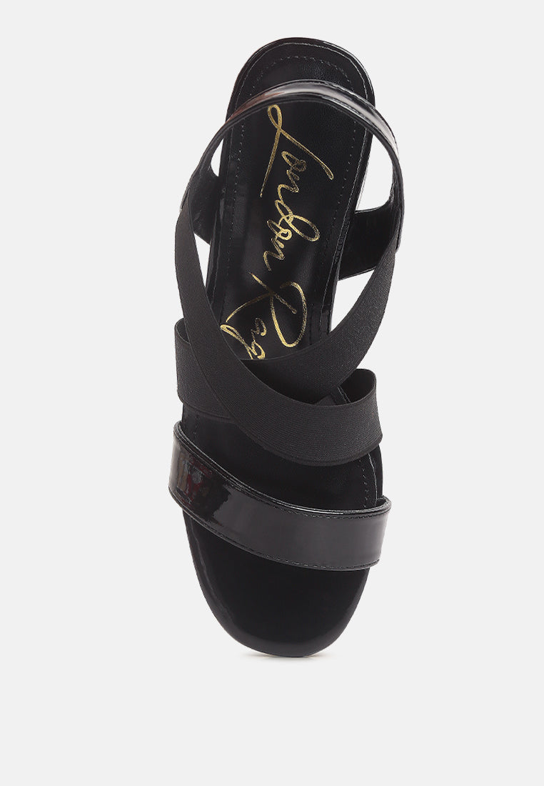 Elastic Straps Block Heel Sandals-3