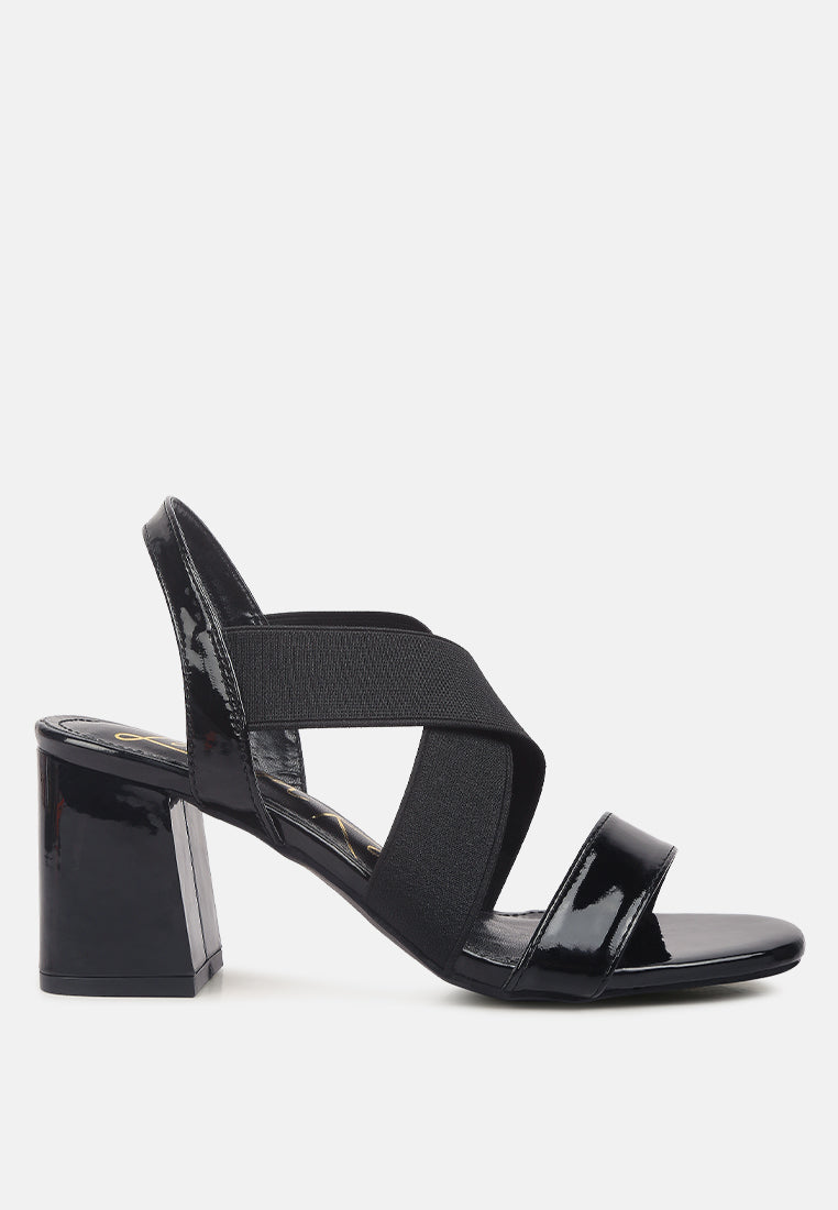 Elastic Straps Block Heel Sandals-0
