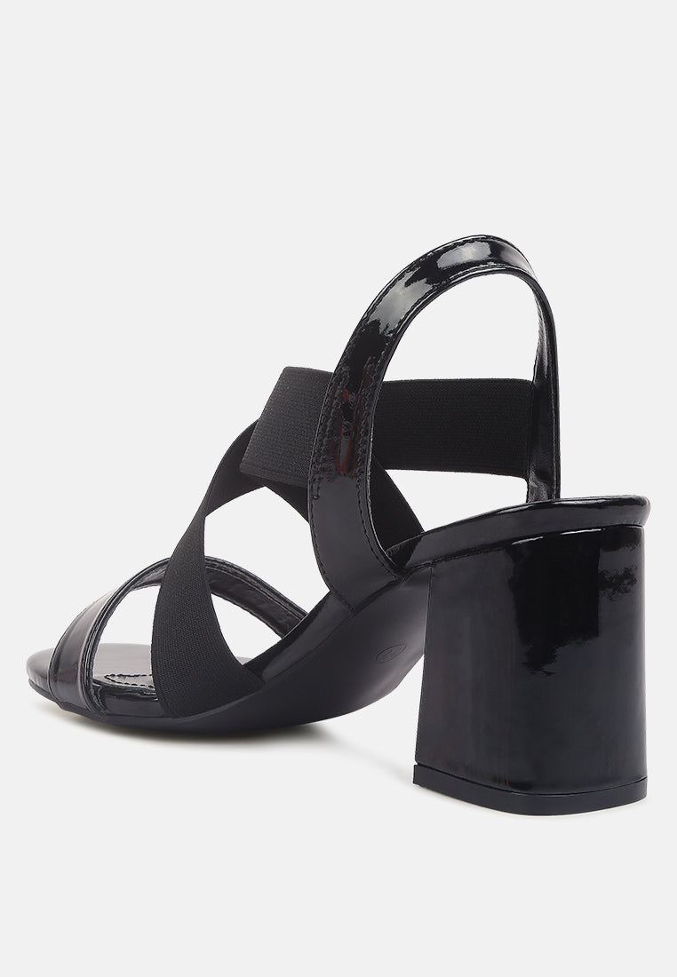 Elastic Straps Block Heel Sandals-2