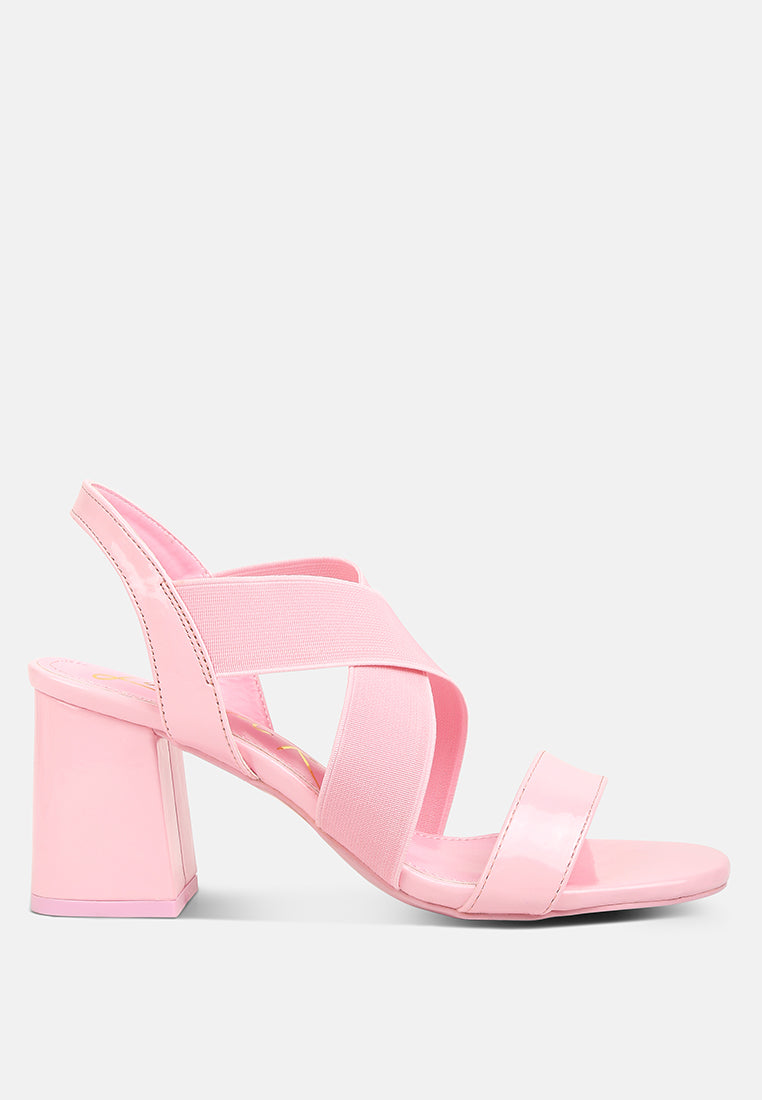 Elastic Straps Block Heel Sandals-5