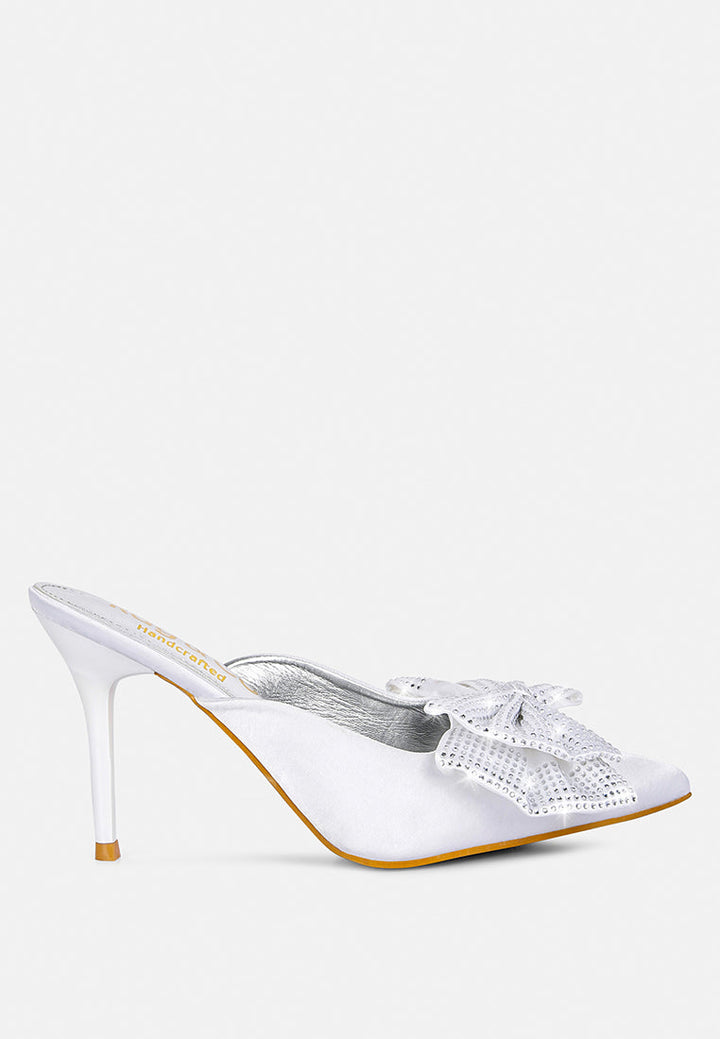 Elisda Blue Diamante Bow Heeled Mules-6