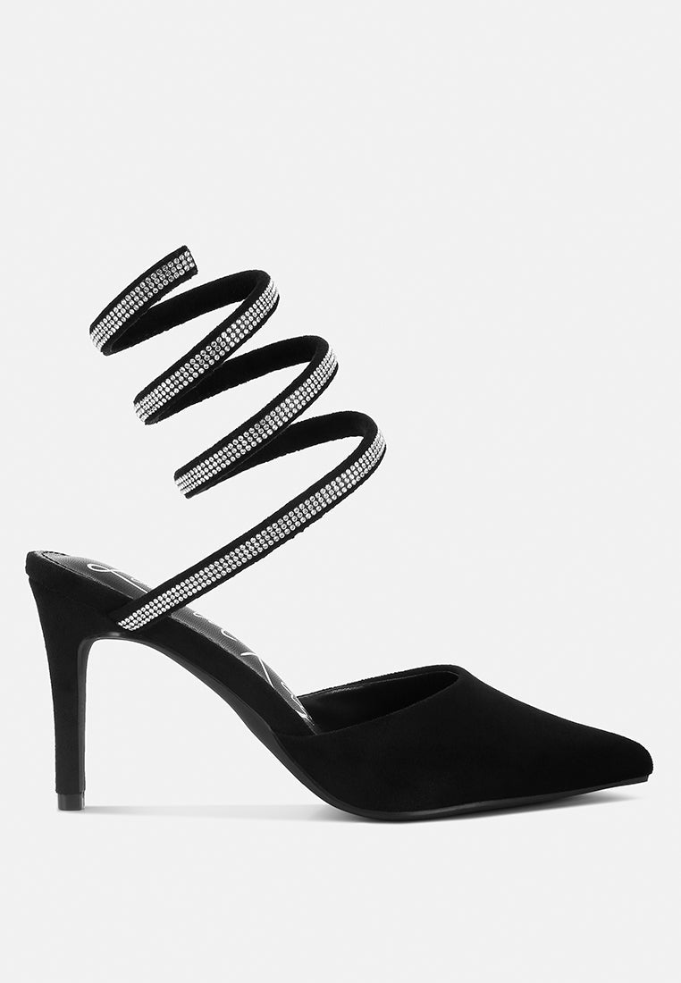 Elvira Rhinestone Embellished Strap Up Sandals-0