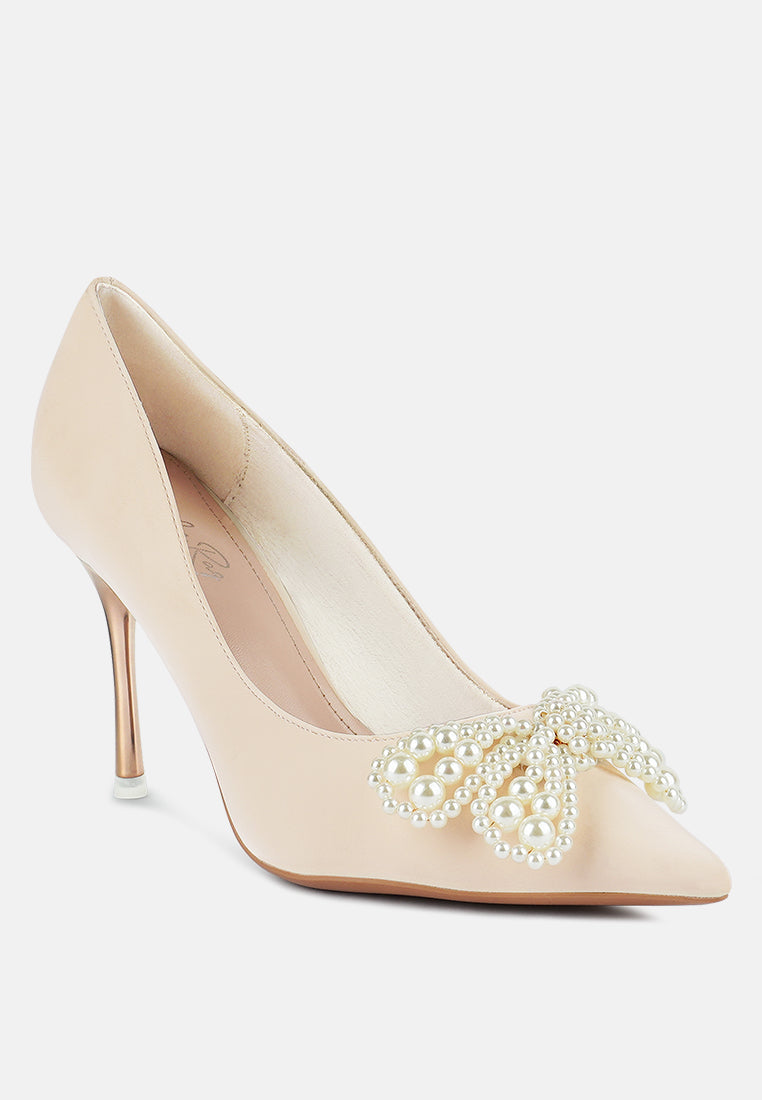 Encon Pearl Embellished Micro Suede Pumps-2