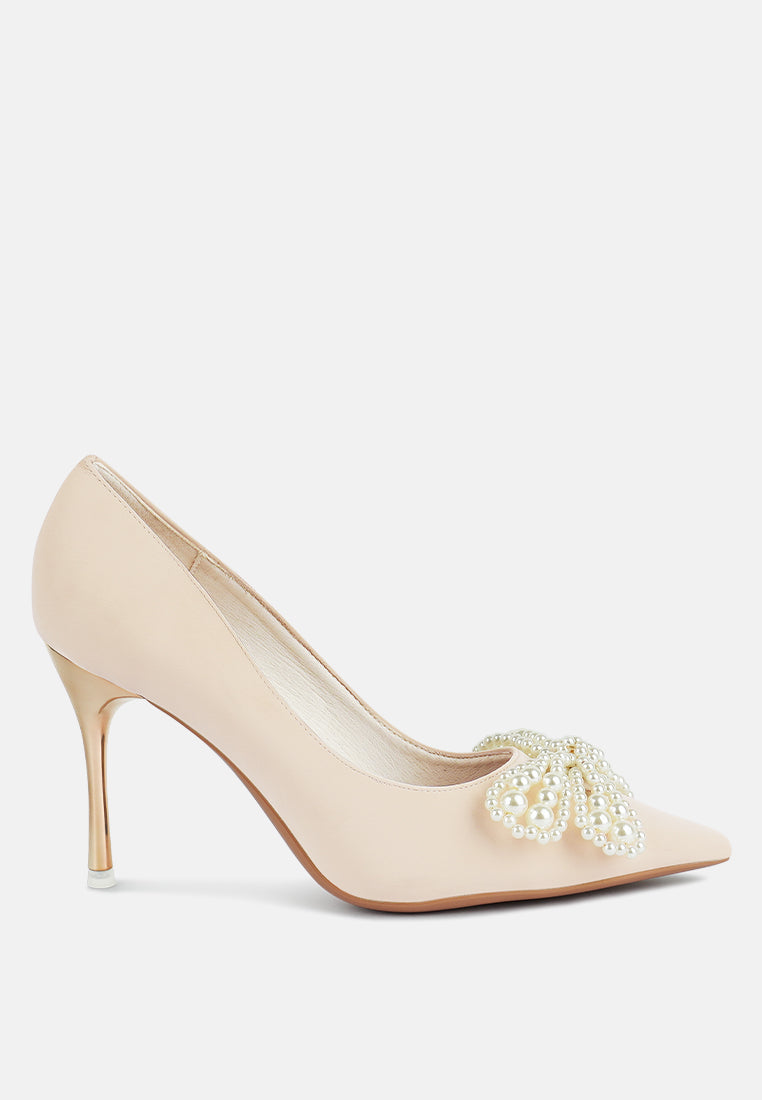 Encon Pearl Embellished Micro Suede Pumps-0