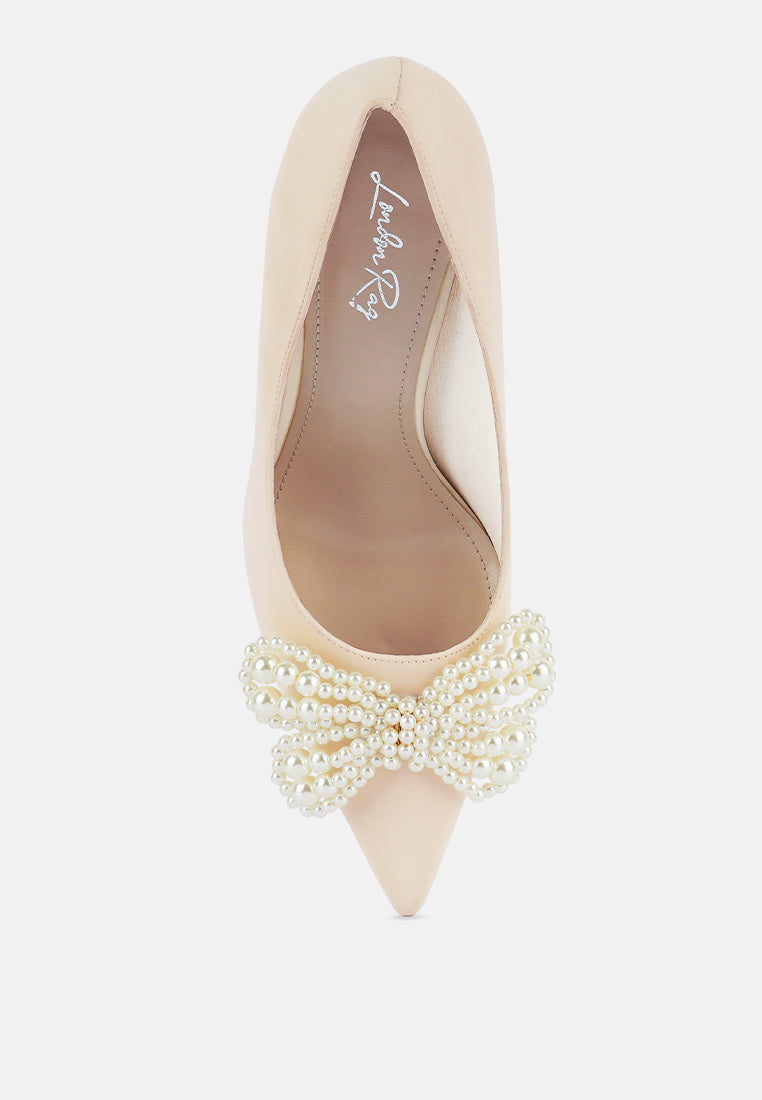 Encon Pearl Embellished Micro Suede Pumps-4