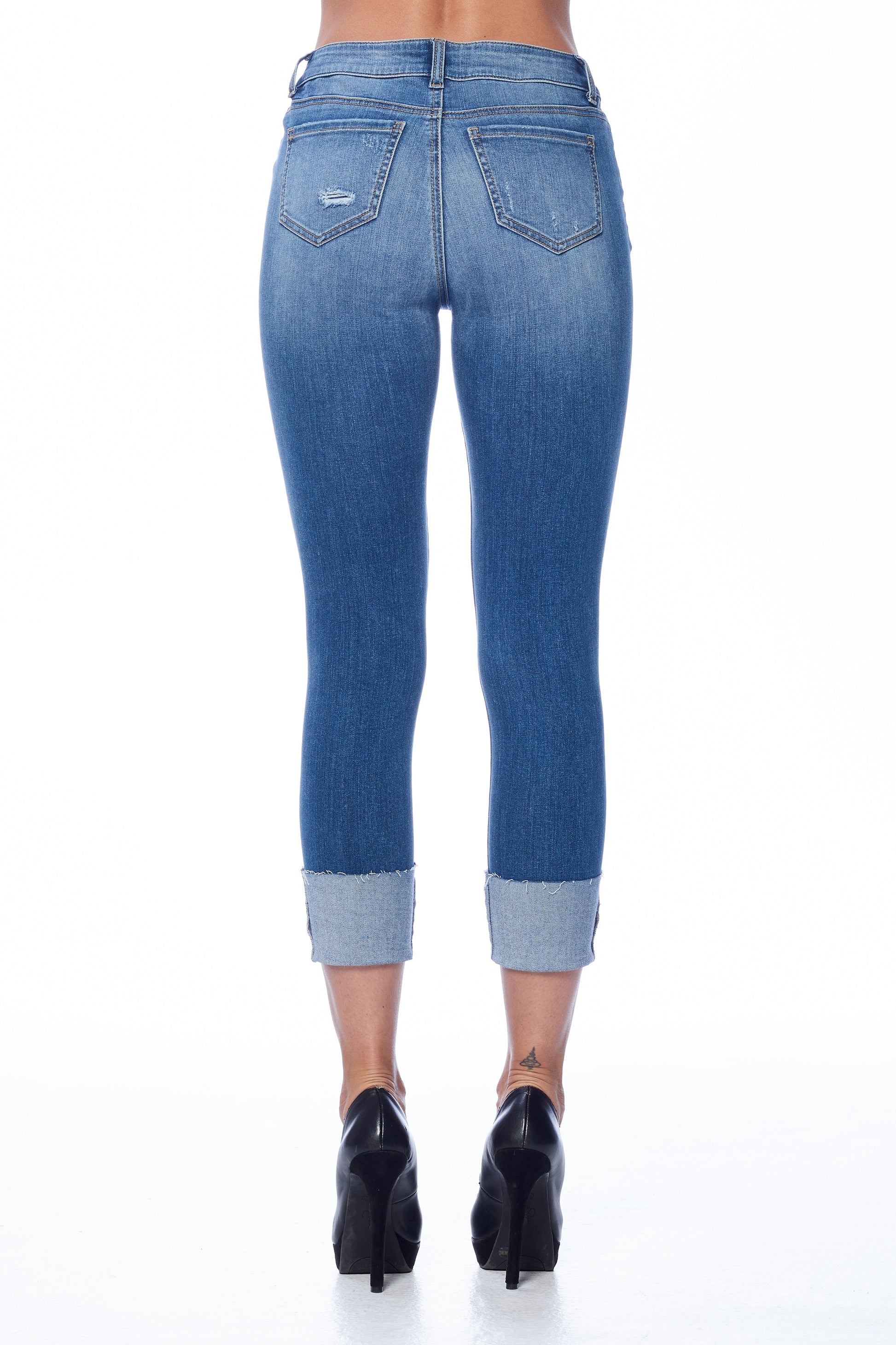 Mid Rise Destructed Ankle Skinny Jeans-4