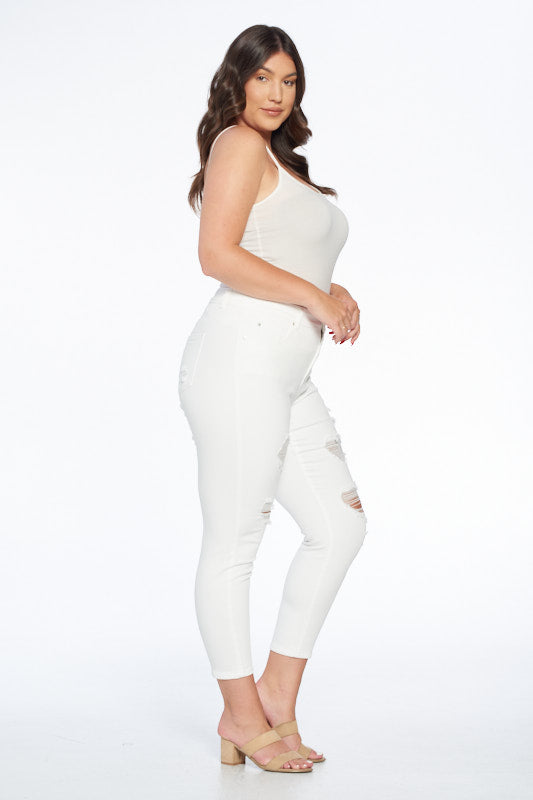 Mid Rise Destructed Ankle Skinny Jeans-3