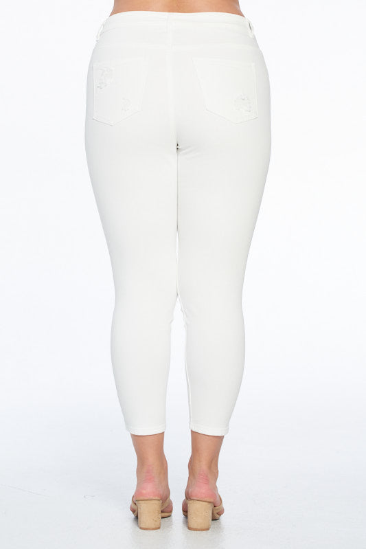 Mid Rise Destructed Ankle Skinny Jeans-2
