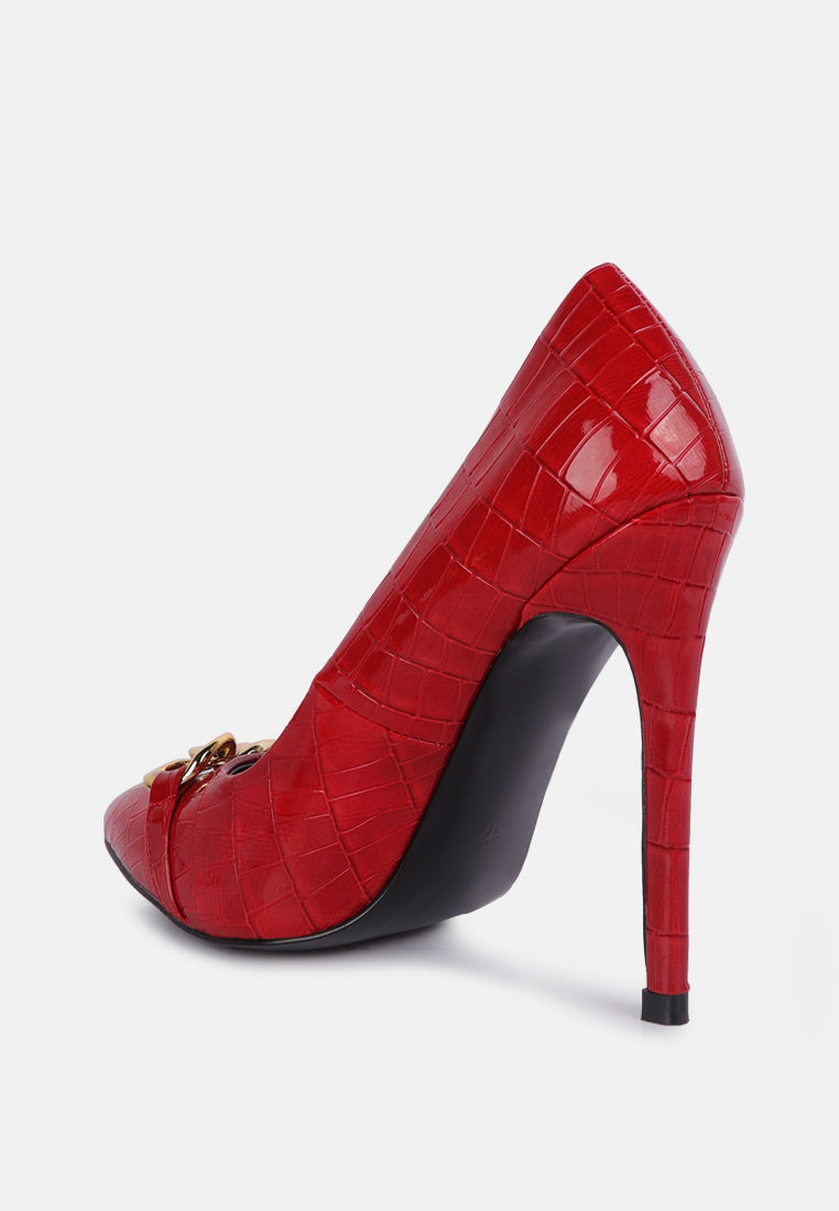 Fanfare Croc Stiletto Pump Heels-3