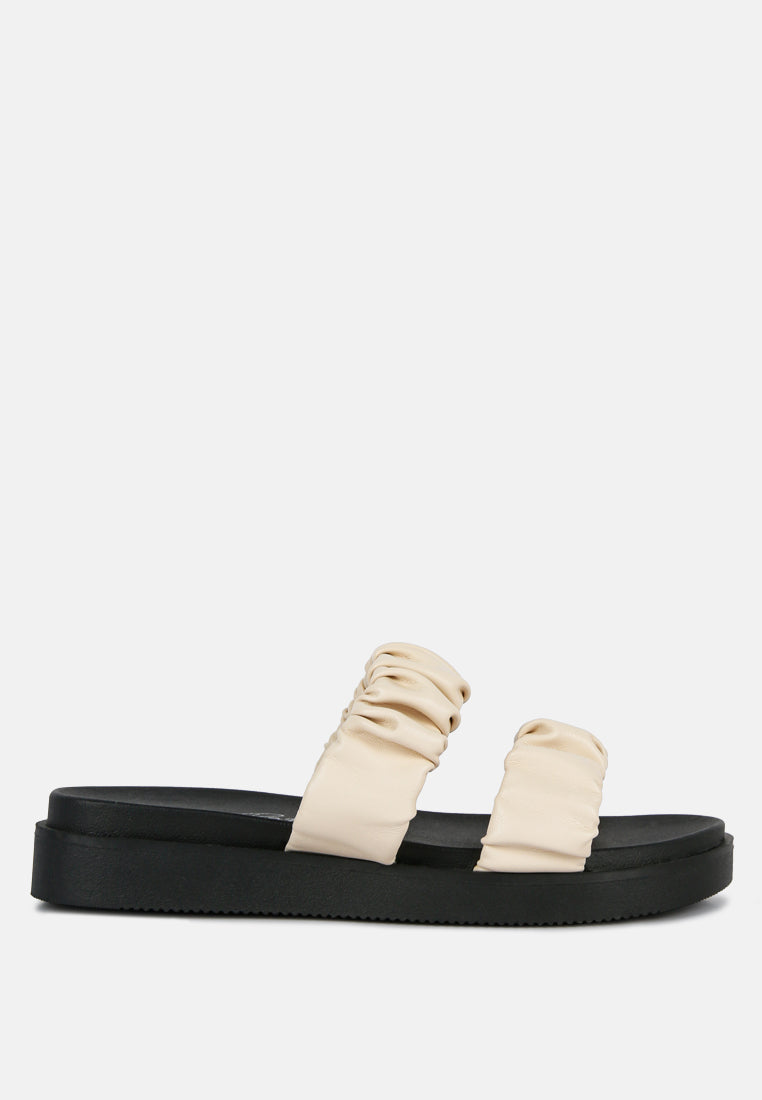 Maiden Platform Faux Leather Ruched Strap Platform Sandals-5