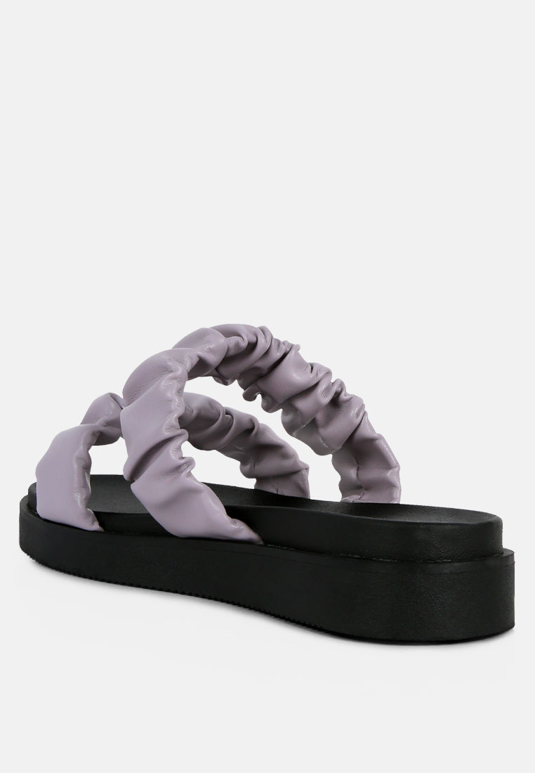 Maiden Platform Faux Leather Ruched Strap Platform Sandals-2