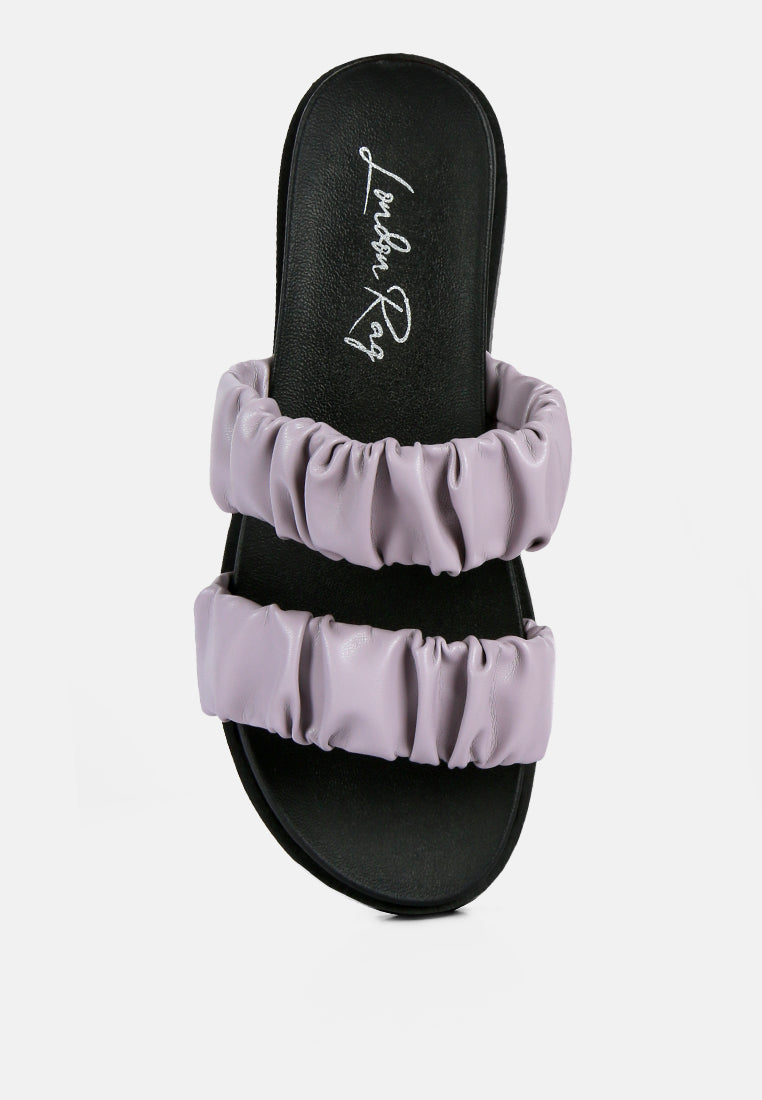 Maiden Platform Faux Leather Ruched Strap Platform Sandals-3