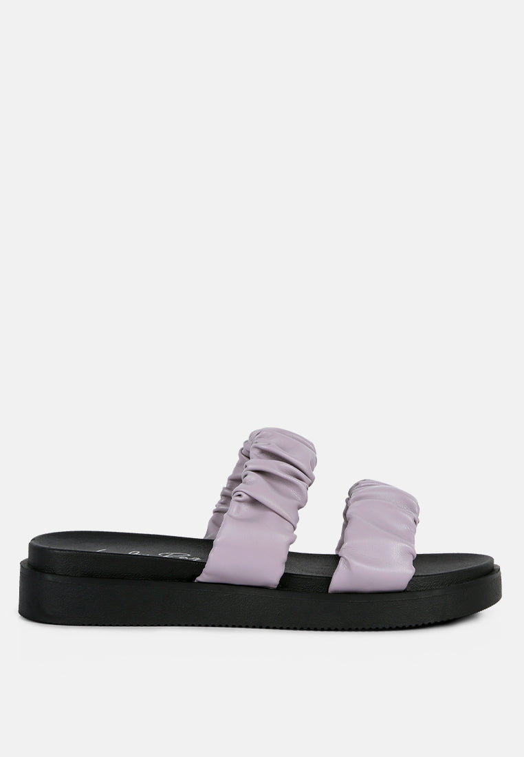 Maiden Platform Faux Leather Ruched Strap Platform Sandals-0