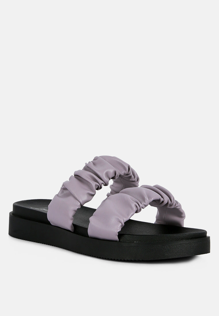 Maiden Platform Faux Leather Ruched Strap Platform Sandals-1