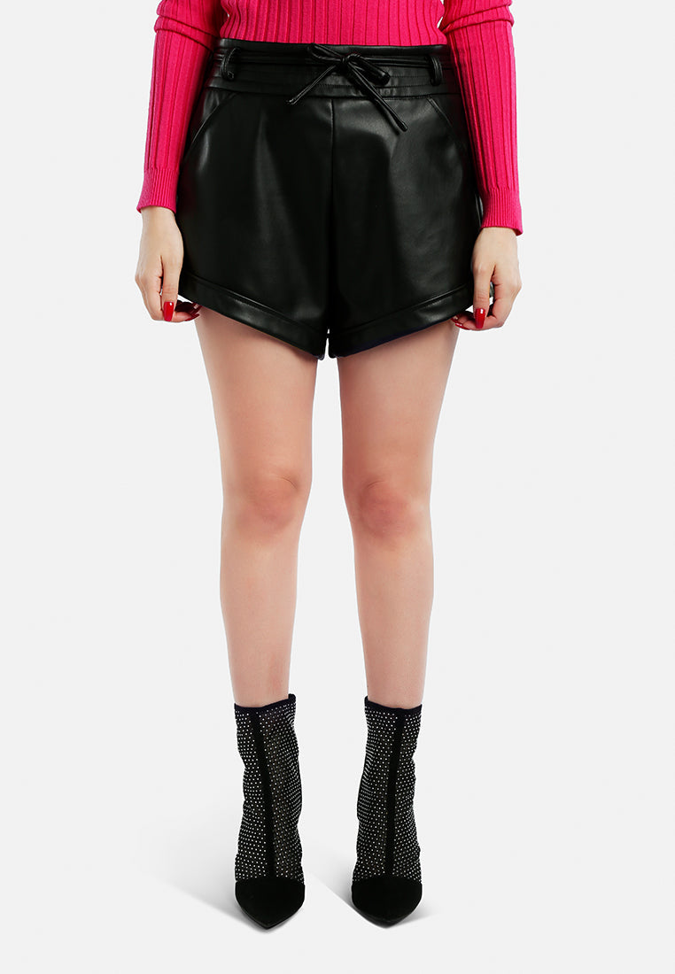 Faux Leather Shorts-0
