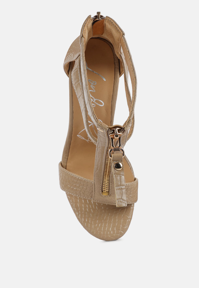 Felicity Zip Up T Strap Sandals-3