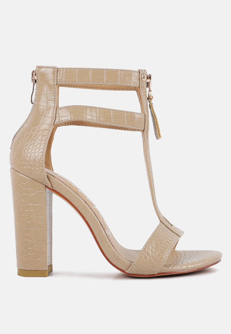 Felicity Zip Up T Strap Sandals-0