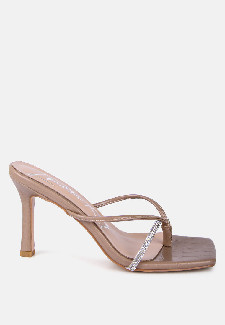 Fetish Croc Rhinestone Strap Sandals-5