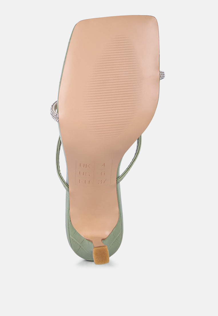Fetish Croc Rhinestone Strap Sandals-4
