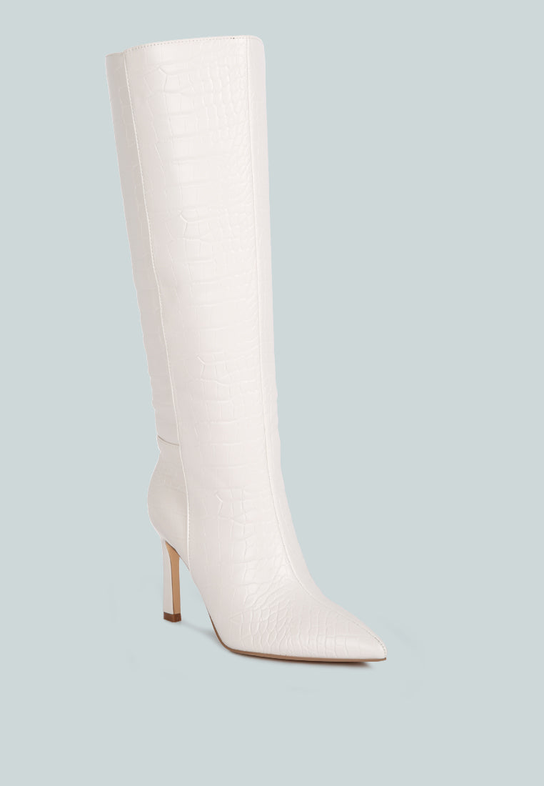 Fewocious Croc High Heel Calf Boots-2