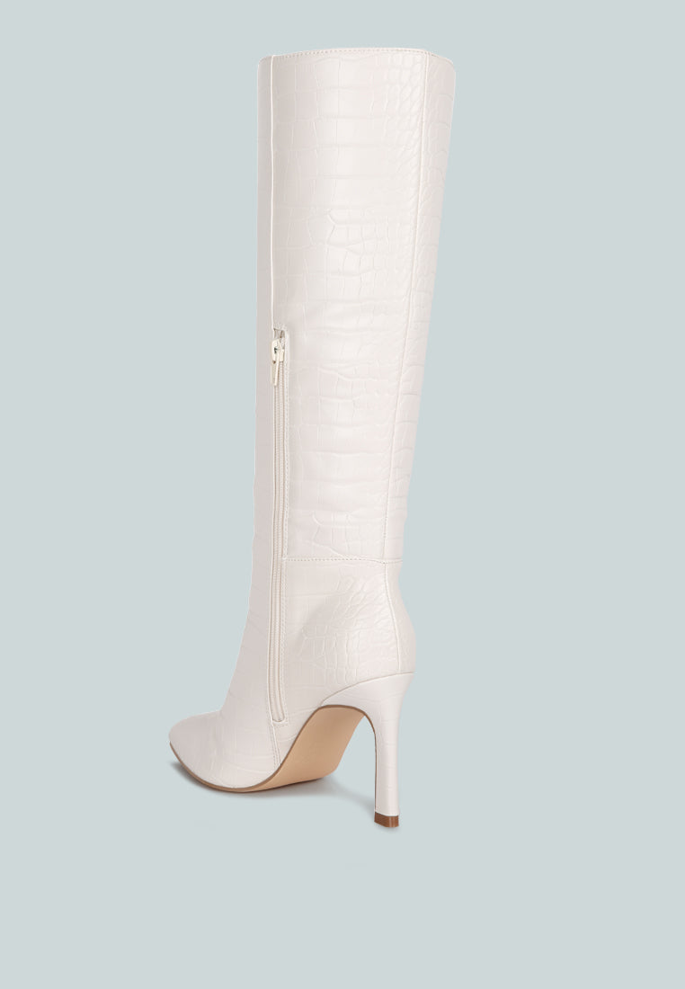 Fewocious Croc High Heel Calf Boots-3