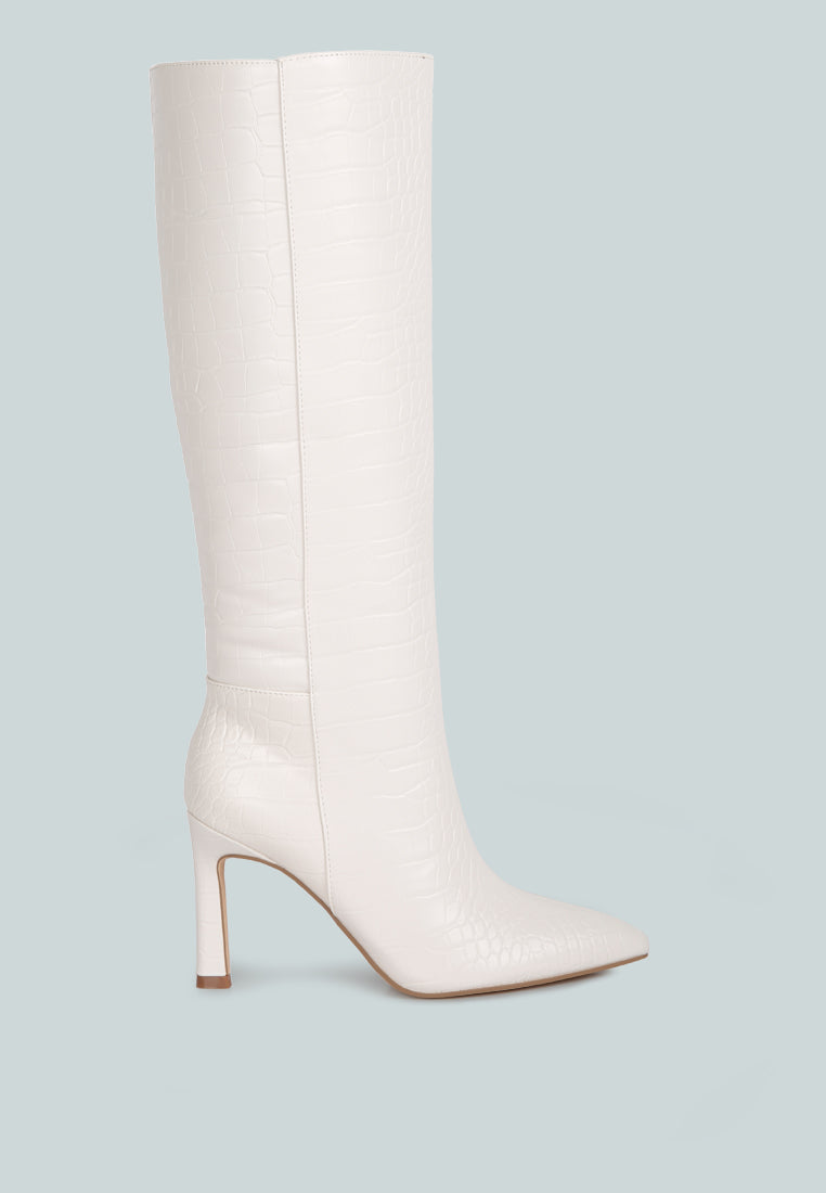 Fewocious Croc High Heel Calf Boots-0