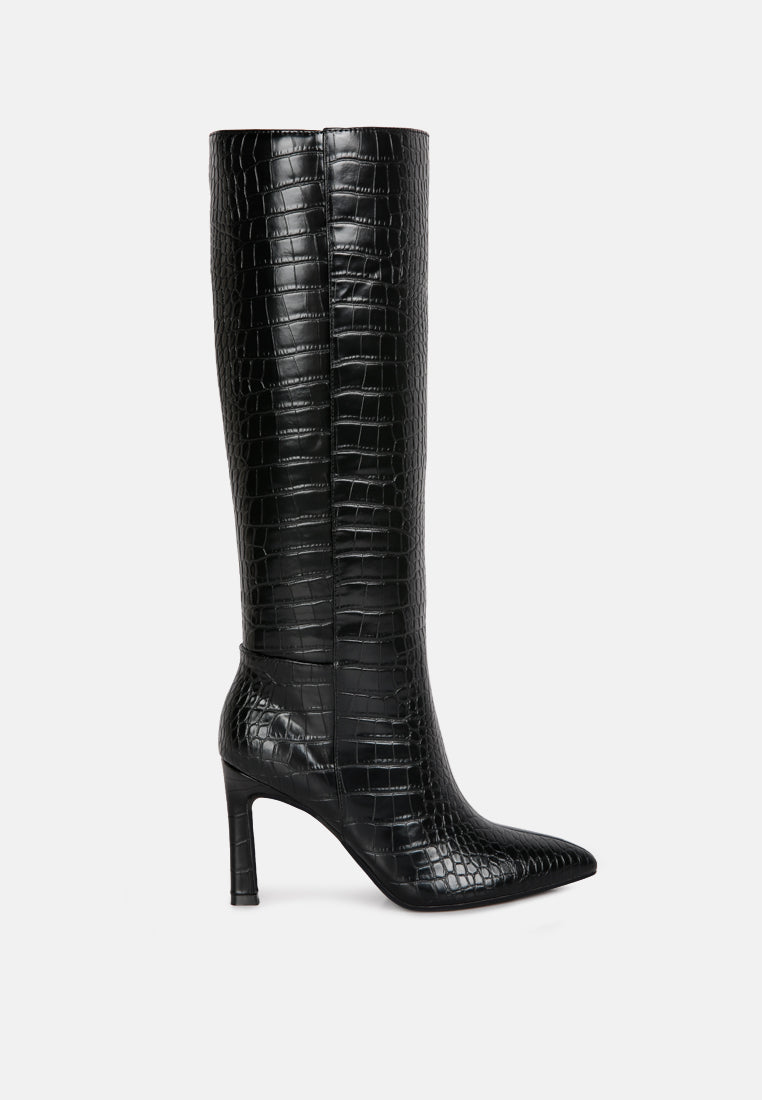 Fewocious Croc High Heel Calf Boots-5