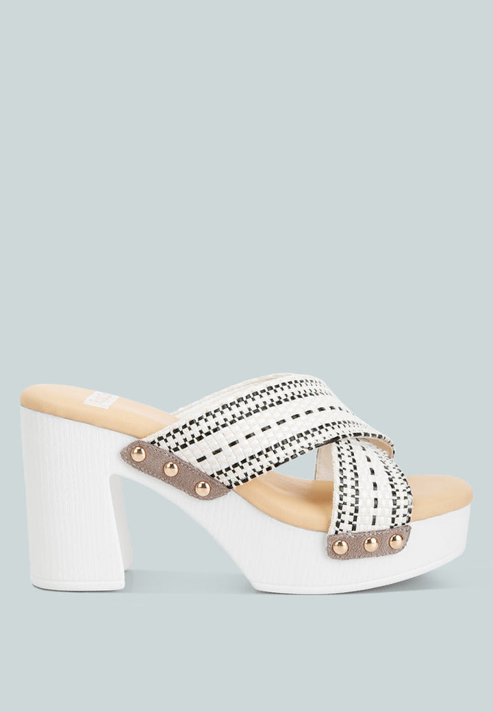 Finley Raffia High Block Heel Clogs-0