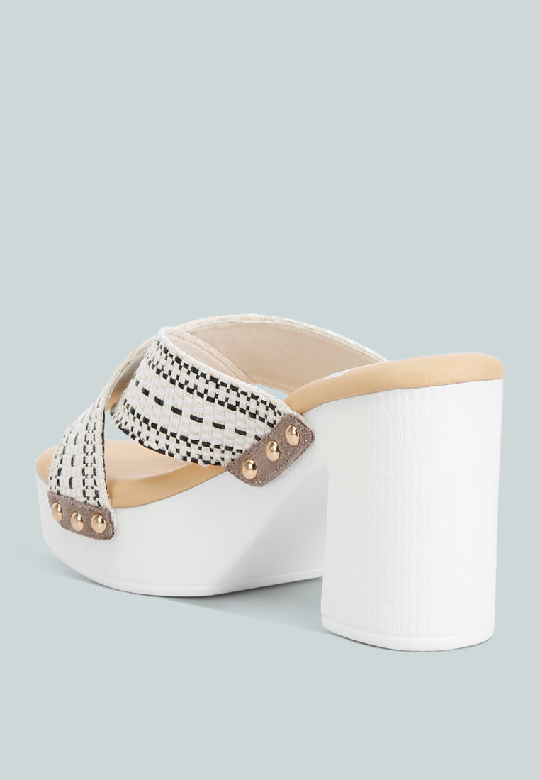 Finley Raffia High Block Heel Clogs-2