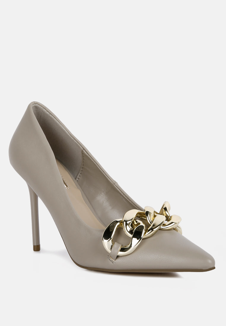 Fontana Link Chain Detail High Heel Pumps-1