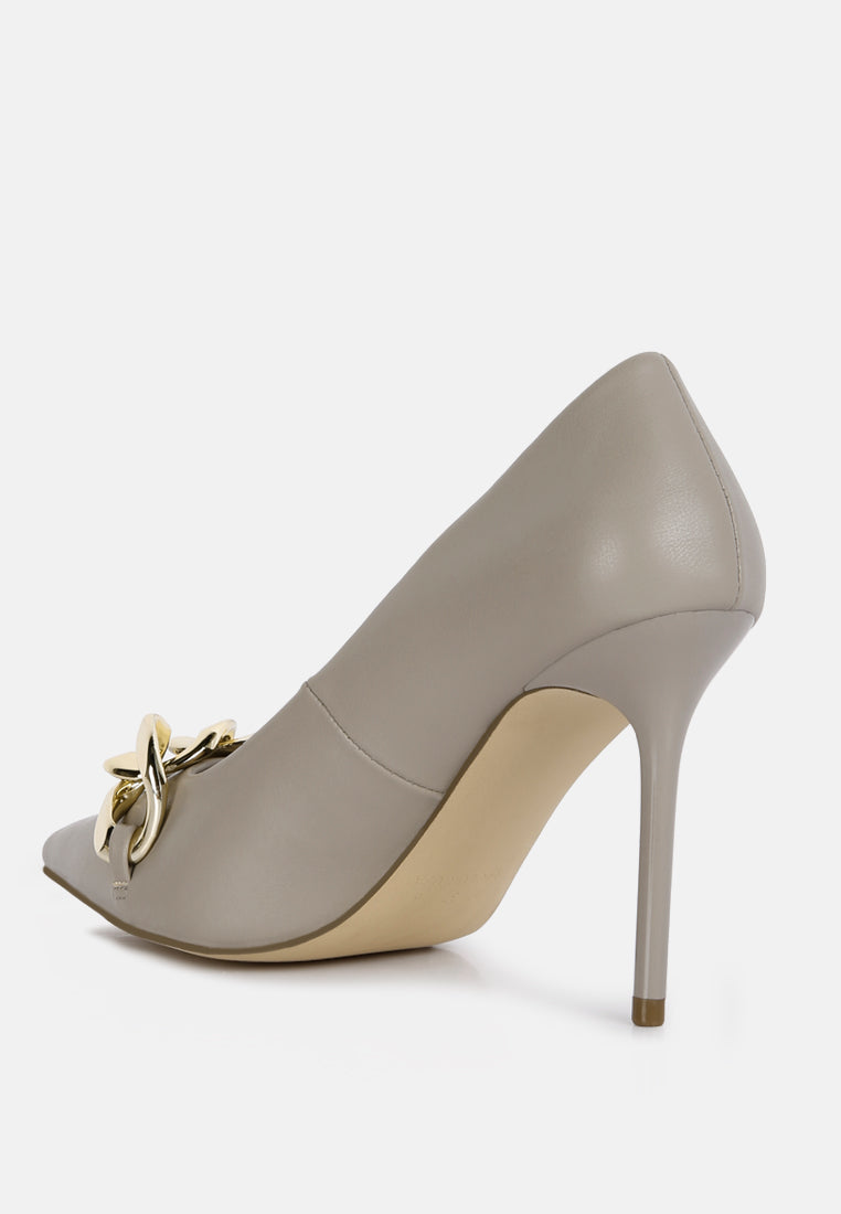 Fontana Link Chain Detail High Heel Pumps-2