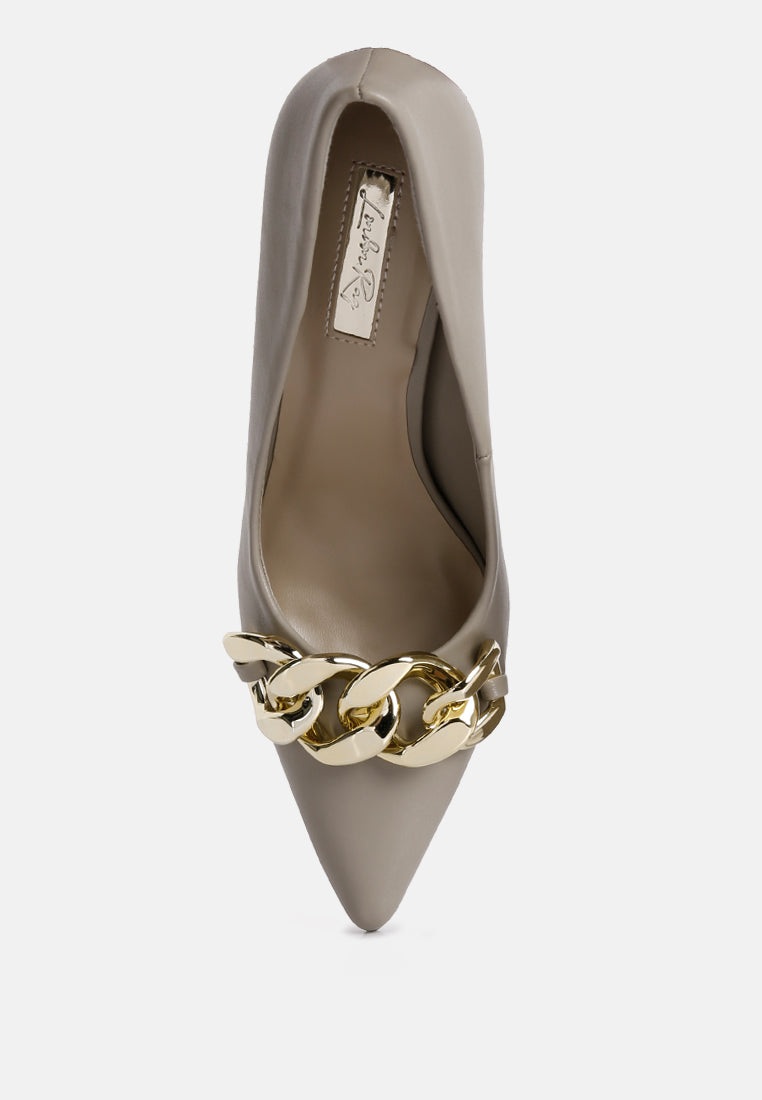 Fontana Link Chain Detail High Heel Pumps-3
