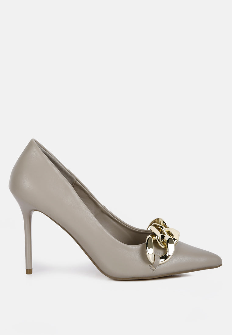 Fontana Link Chain Detail High Heel Pumps-0