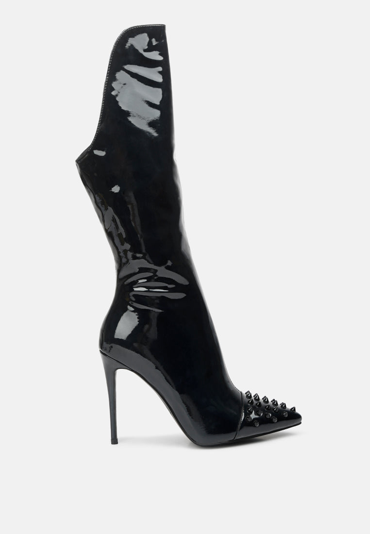 Forbidden Stud Stiletto Calf Boots-0
