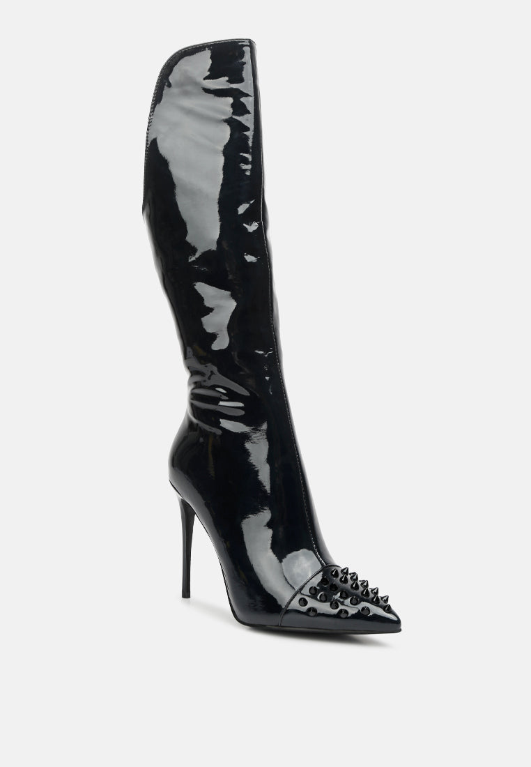 Forbidden Stud Stiletto Calf Boots-1