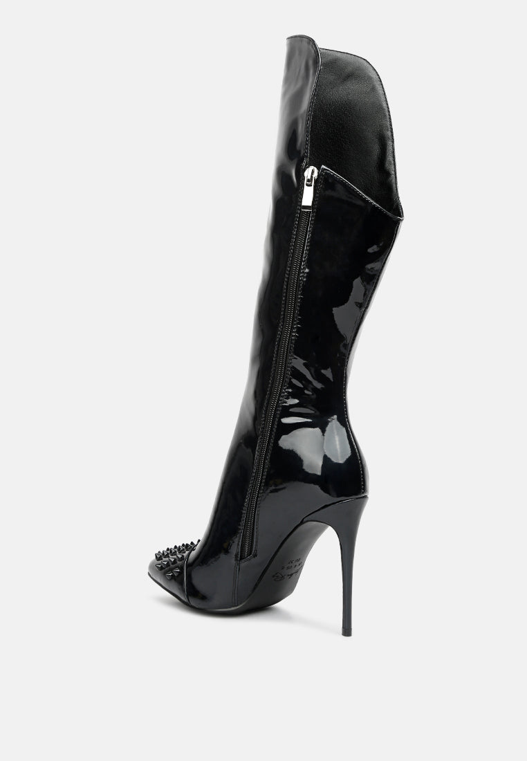 Forbidden Stud Stiletto Calf Boots-2