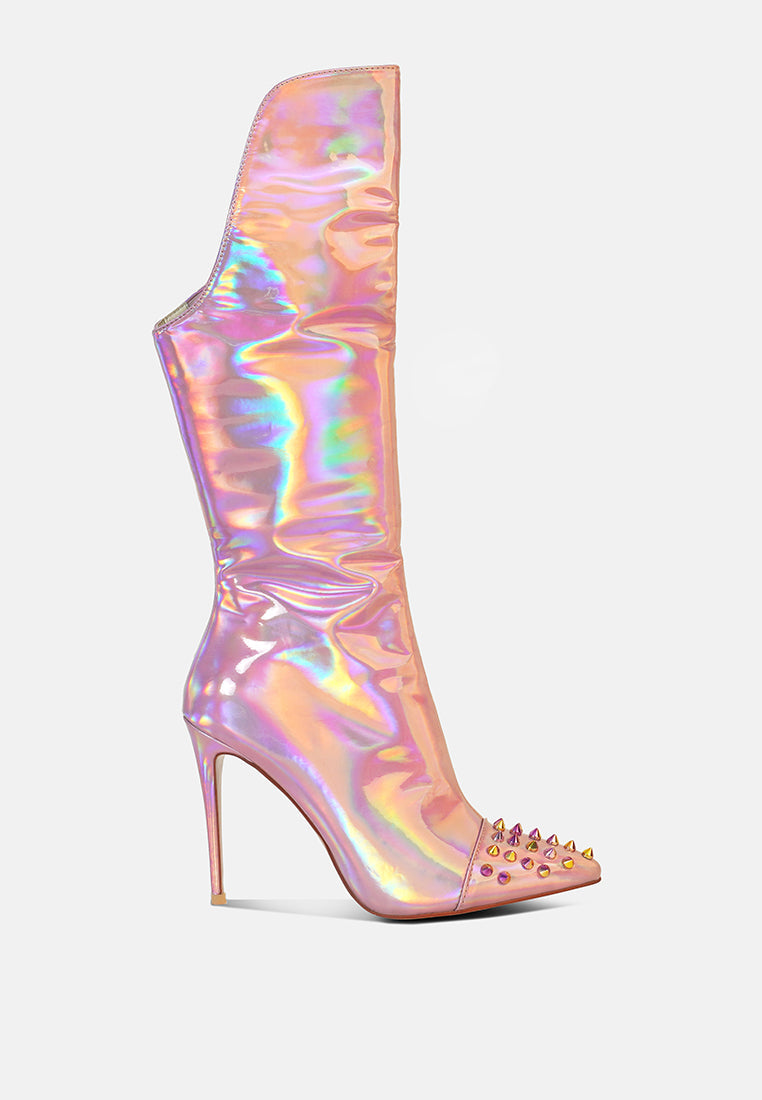 Forbidden Stud Stiletto Calf Boots-6