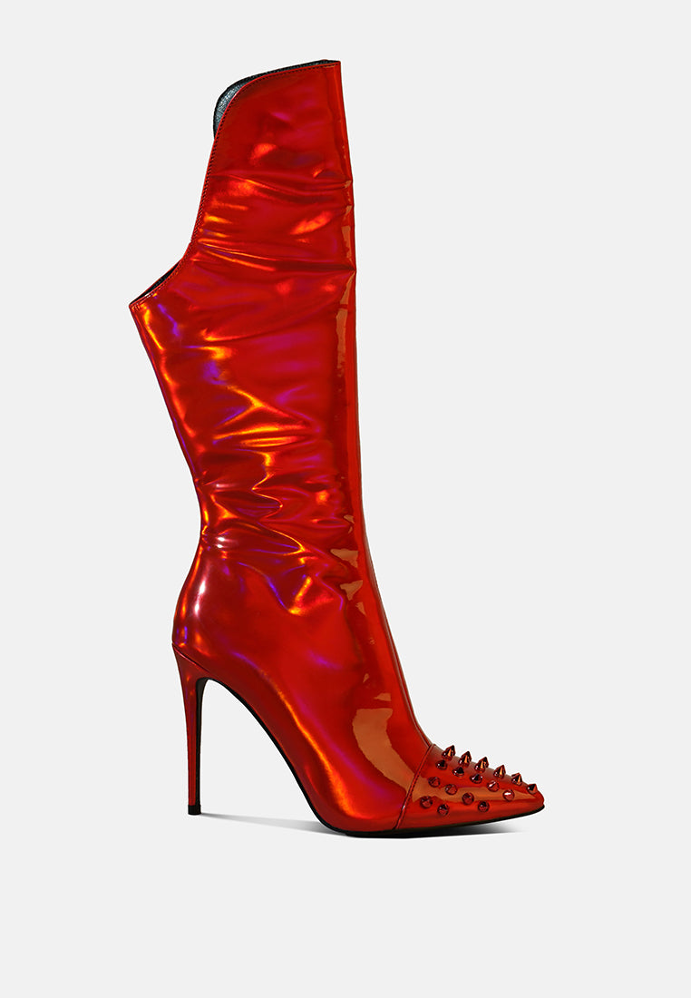 Forbidden Stud Stiletto Calf Boots-5