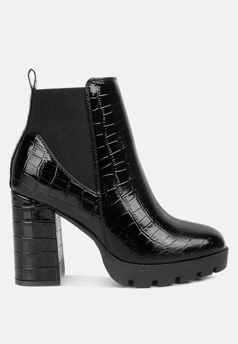 Foxy Faux Leather Croc Chelsea Boots-0