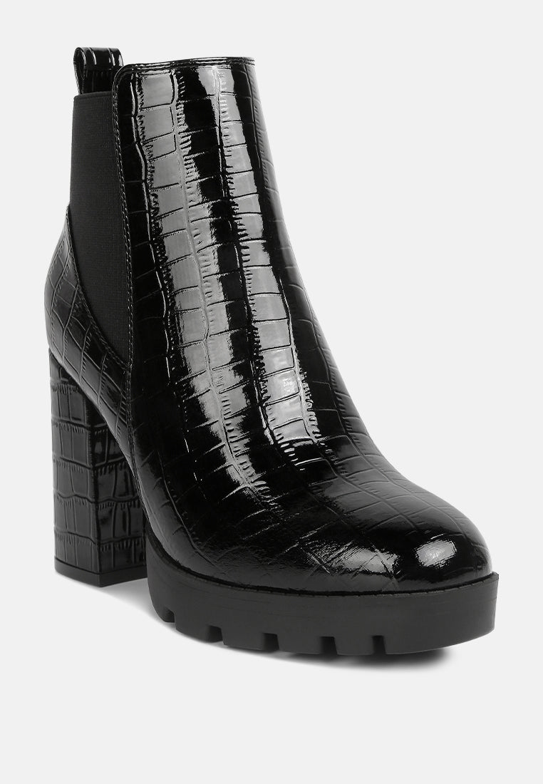 Foxy Faux Leather Croc Chelsea Boots-1