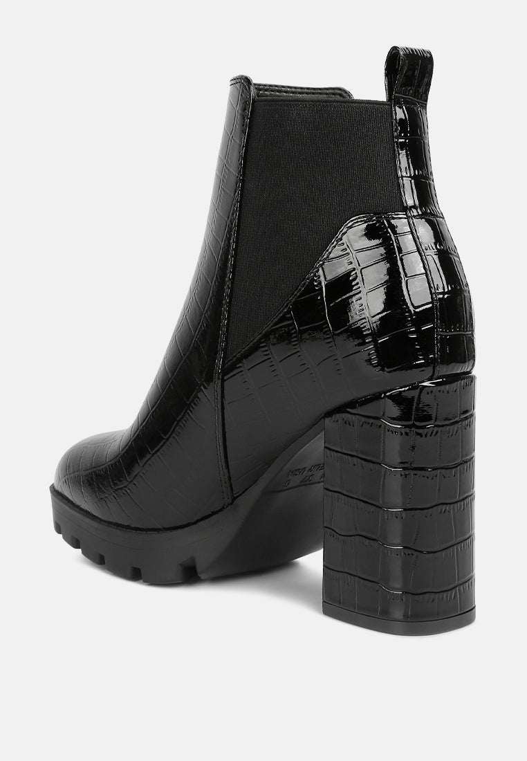 Foxy Faux Leather Croc Chelsea Boots-2